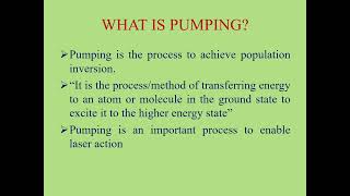 Pumping# Types of pumping#Laser Physics#