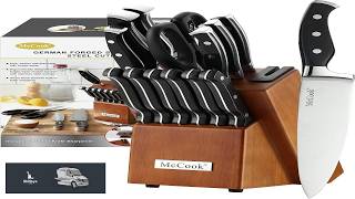 McCook Knife Sets German Stainless Steel Kitchen Knives Set with Built in Sharpener