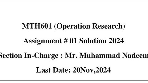 mth601 assignment I solution 2024 | Muhammad Nadeem