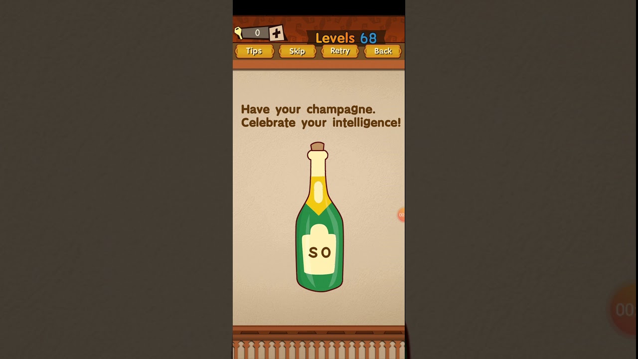 Super brain level 68 Have your champagne celebrate your intelligence walkthrough