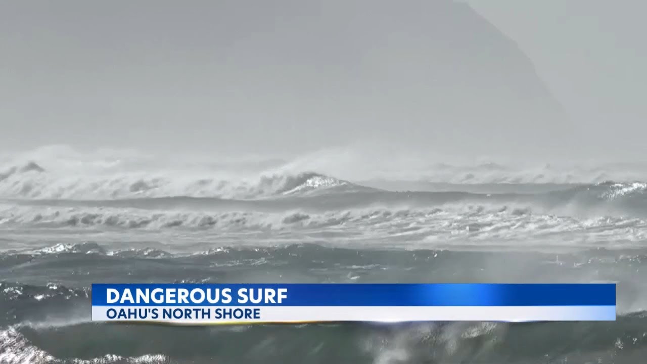 Cautions raised about high surf on Oahu's North Shore - YouTube