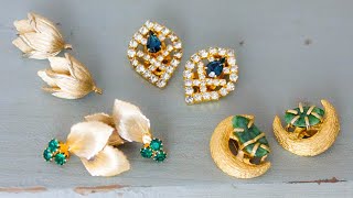 Vintage clip on earrings review. Trifari, BSK earrings