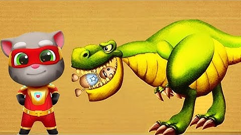 Talking Tom Hero Dash vs Kick The Buddy Mod Tom in Dinosaur T-rex
