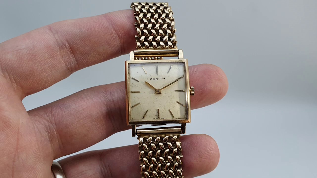 1967 Zenith men's vintage gold watch with gold bracelet. Manual wind ...