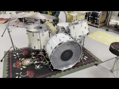 1970s Fibes 14x24 10x14 and 16x18 White Cortex Drum Kit