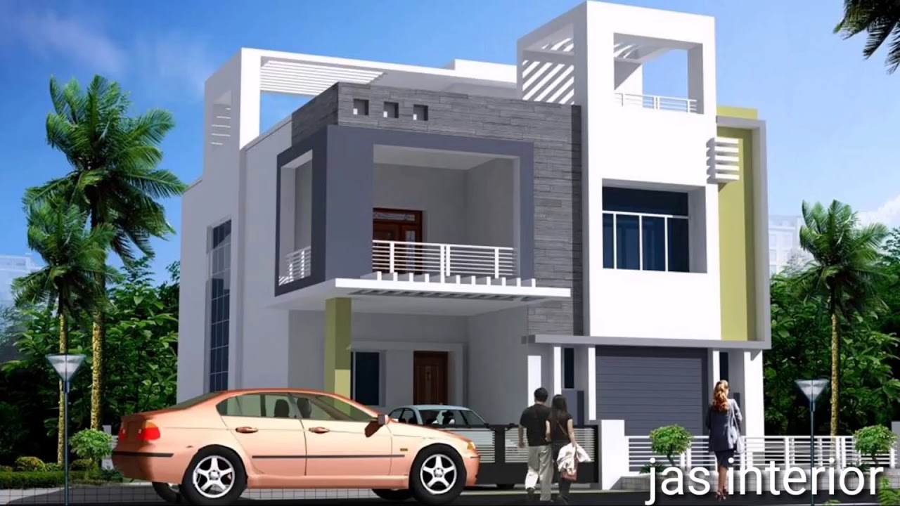 Morden double  floor  house  front  elevation  plan  and desgin 