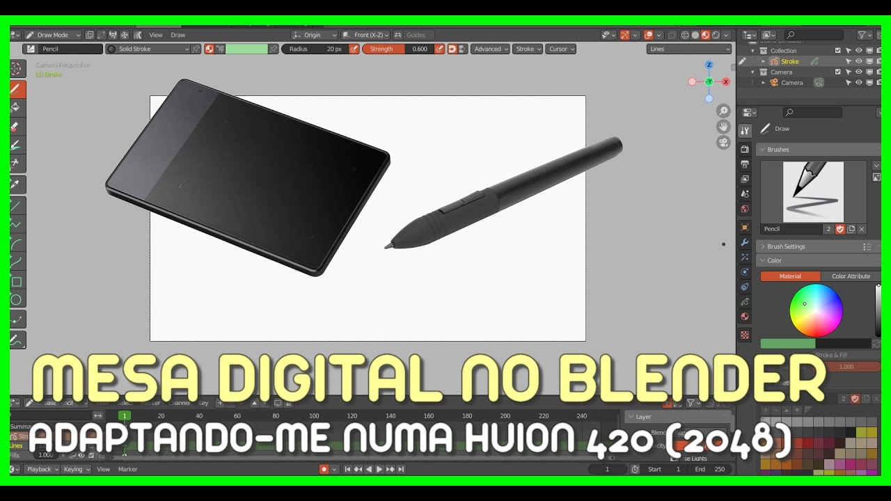 MESA DIGITAL NO BLENDER TESTANDO A HUION 420