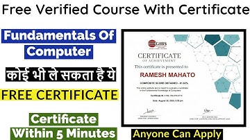 Free Online Course With Certificate | Fundamentals of Computer | Free Certificate