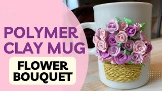 Polymer clay flowers on a mug / Flores de arcilla polimérica en taza