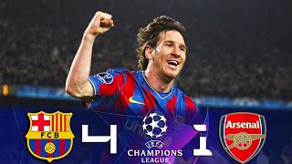 سوبر هاتريك لـ ميسي ملخص مباراة برشلونة 4 - 1 ارسنال إياب دوري أبطال أوروبا 2010بتعليق عصام الشوالي