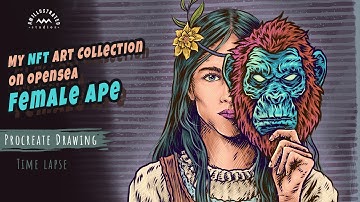 NFT Art Collection On Opensea | Female ape | Procreate time lapse