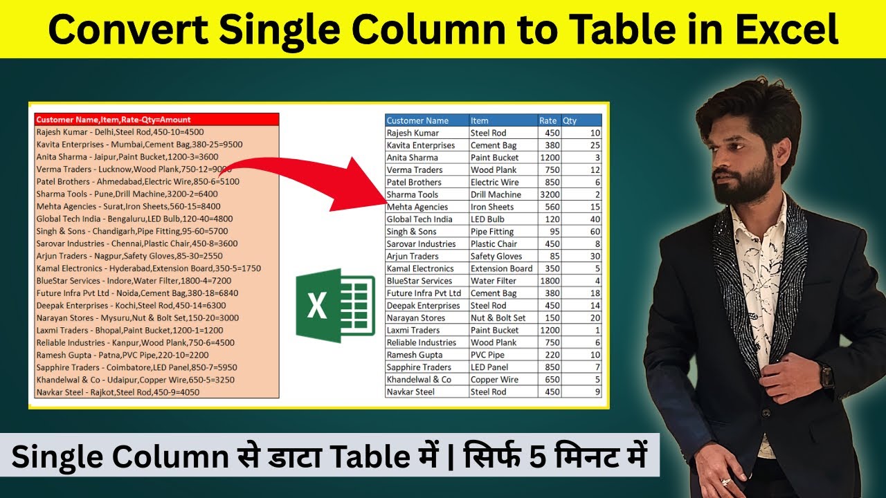 Convert Single Column Into a Perfect Table in Excel (Step-by-Step!)