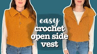 Crochet open sided vest | the easiest vest Ive ever made | size adjustable tutorial