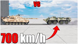 Beamng Drive | BTR-80 VS Tank (T-80UD) 700 km/h | #car #body #testing | #beamngcrashes