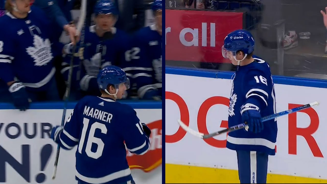 Watch: Leafs' Mitch Marner picks up stick from bench, gets immediate assist  