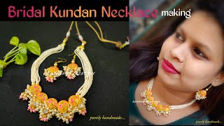 Bridal kundan choker Necklace making at home | DIY party wear Kundan choker Necklace | Hindi