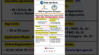 ISRO IPRC Recruitment 2026 | New Vacancy 2026 | Daily Job Alerts #shorts