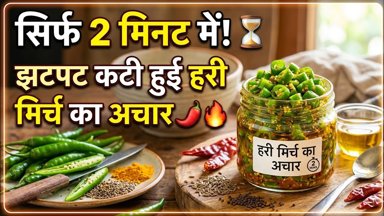 ​सिर्फ 2 मिनट में हरी मिर्च का चटपटा अचार 🌶️ Instant Green Chili Pickle Recipe | Hari Mirch Ka Achar