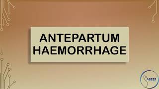 RCOG GUIDELINE Antepartum Haemorrhage Part 1