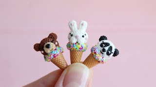 Miniature sweet animals ice cream. Polymer clay. Tutorial. DIY. Миниатюрное мороженое-рожок. Miniature sweet animals ice cream. Polymer clay. Tutorial. DIY. Миниатюрное мороженое-рожок.