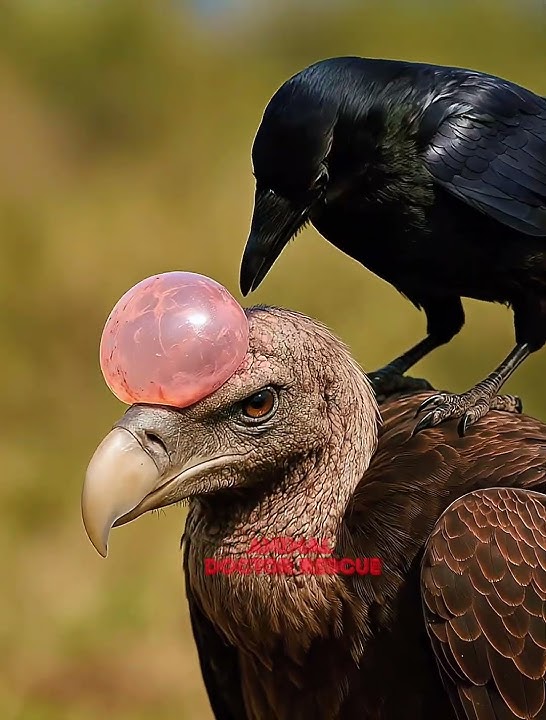 ⚠️A crow rescues a vulture with a tumor / Heartwarming mutual support