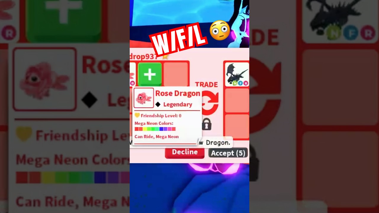 W/F/L adopt me MEGA Rose Dragon trade!