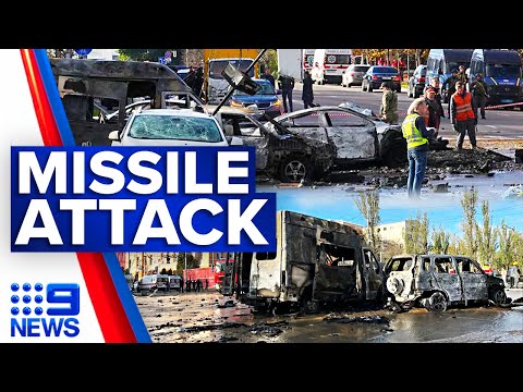 Russia hits Ukrainian capital of Kyiv with missile barrage | 9 News Australia