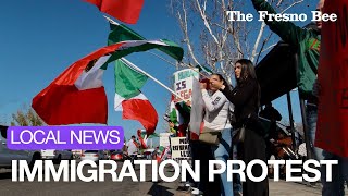 Watch Hundreds Of Demonstrators Gather In Fresno Over Border Patrol Raids