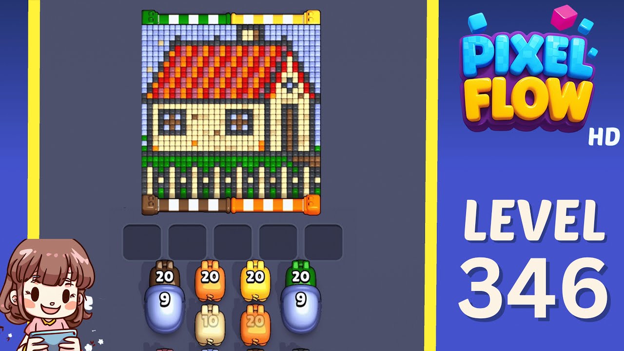 Pixel Flow Level 346 Solution Walkthrough
