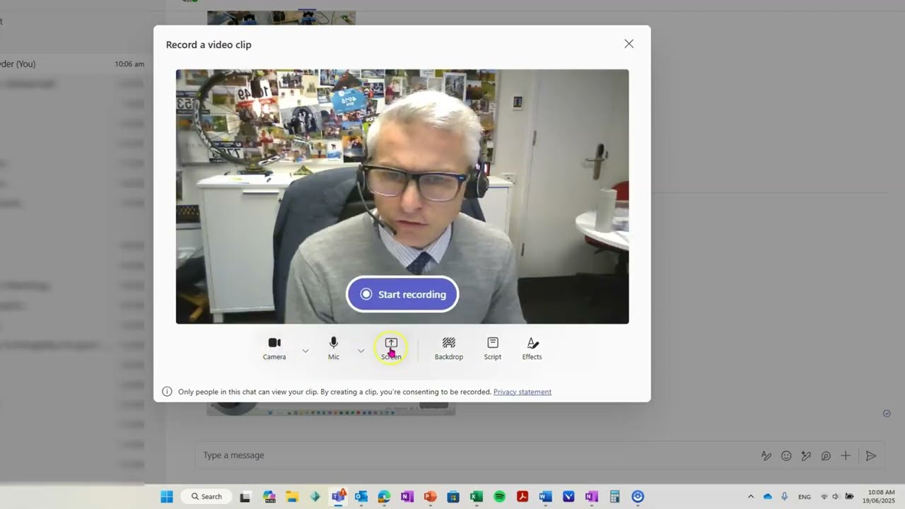 Record your screen using Microsoft Teams screen recorder