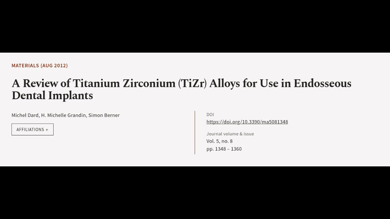 A Review of Titanium Zirconium (TiZr) Alloys for Use in Endosseous Dental Implants | RTCL.TV