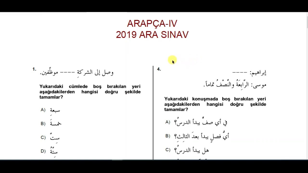 01 ARAPÇA 4 2019 ARA SINAV