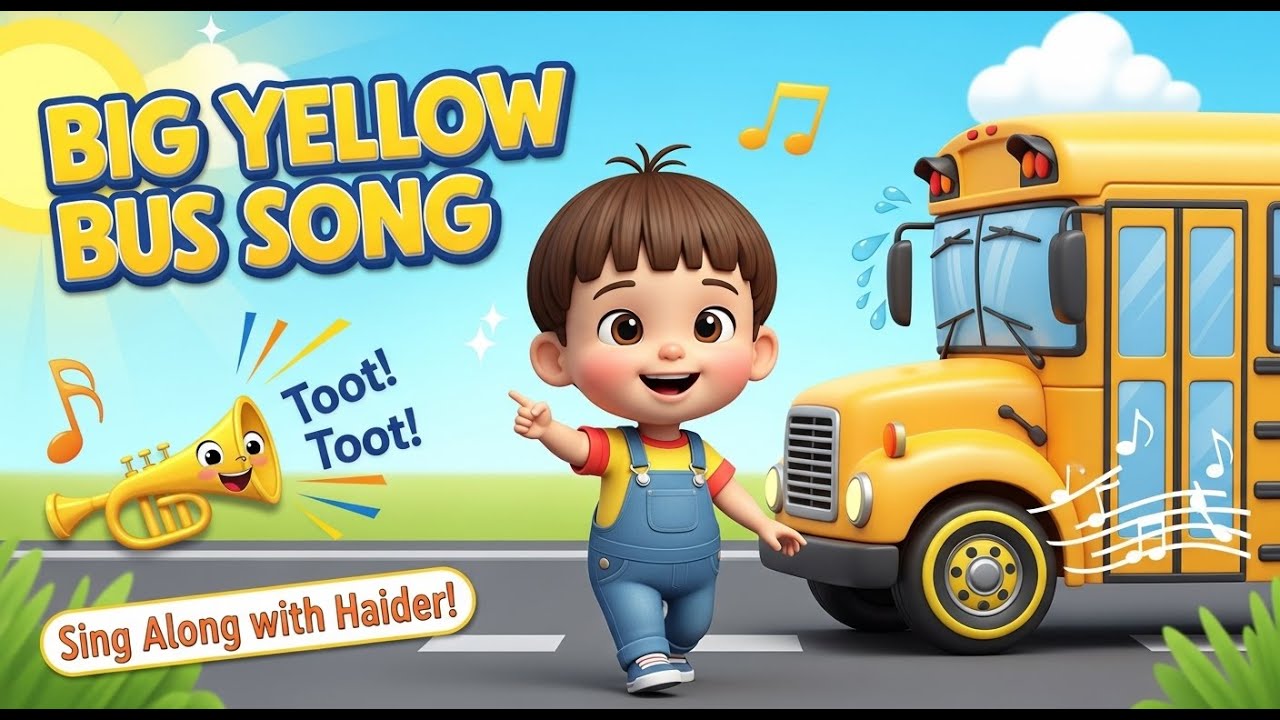 The Big Yellow Bus Wheels Spin Around 🚌 | Fun Nursery Rhyme for kids