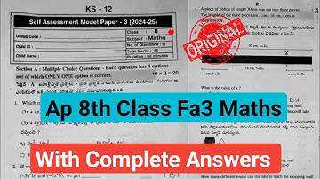 8th class maths new pattern self assessment 3 model paper 2025|💯Ap 8th class Fa3 maths paper 2025