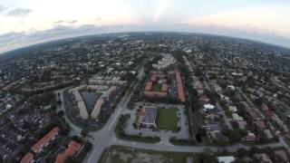 Flying over the city of Coral Springs, Florida