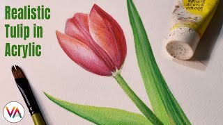 TULIP Flower Acrylic Painting Tutorial  | Step by Step Paint Along | Painting Ideas For Beginners