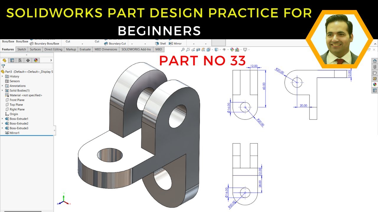 SolidWorks Part Design Tutorial for Beginners | Step by Step Tutorial ...