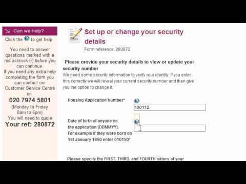 Camden housing application: How to set up or change your security number