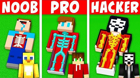 NOOB vs PRO: SECRET INSIDE BODY HOUSE Build Challenge in Minecraft!