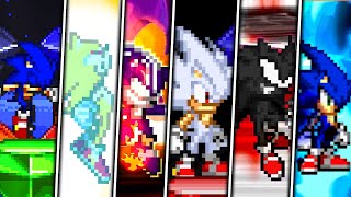 EVOLUTION OF SONIC TRANSFORMATIONS IN SONIC MUGEN (SUPER HYPER ULTRA ALL ULTIMATES MOVES AND MORE )