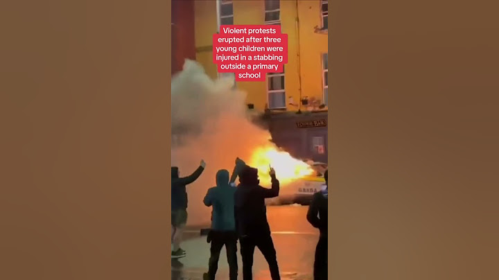 Police officers with riot shields held back crowds in Dublin where a police car was set on fire
