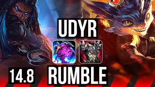 UDYR vs RUMBLE (TOP) | 6/0/8, 500+ games, Dominating | KR Master | 14.8