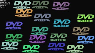 Bouncing DVD Logo Screensaver in 8K for 1 hour