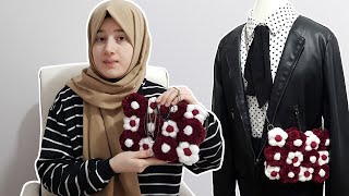 شنطة صغيرةبالوردة المنتفخة للعيد كروشية | Crochet puff stitch flower bag 2022