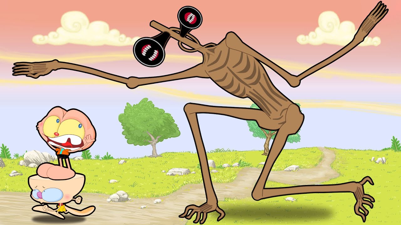 Mongo e Drongo se rendem a Siren Head - desenho animado com o Cabeça de  Sirene 