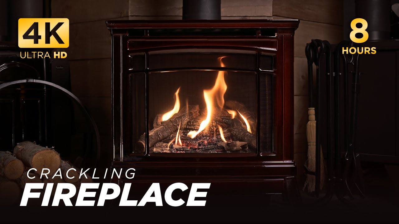 4K ULTRA HD CRACKLING FIREPLACE | Enviro Berkeley Stove - Enamel Chestnut Brown | 8hr Ambience