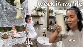 Busy Week in My Life as a SAHM of 2 🎀🧁 | Baby’s 1st Birthday Prep, Family Pictures & Home Updates