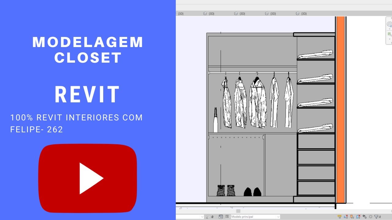 100 Revit Interiores Felipe Aula 262 MODELAGEM CLOSET YouTube