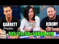 Kitty Kuo, Garrett and Jeremy BATTLE in $25/25/50/50 High Stakes Cash Game♠ Live at the Bike!