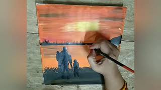 easy acrylic greeting father painting
